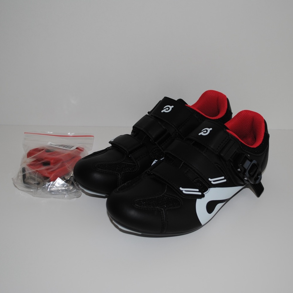 Peleton cycling bike racing machine shoes size 38 Black w/ attachment pieces
